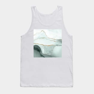 Watercolor Agate in Slate Green / Green Jade Faux Gold Veins Tank Top